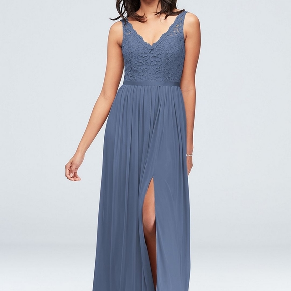 Steel Blue Bridesmaid Dress - Picture 1 of 2